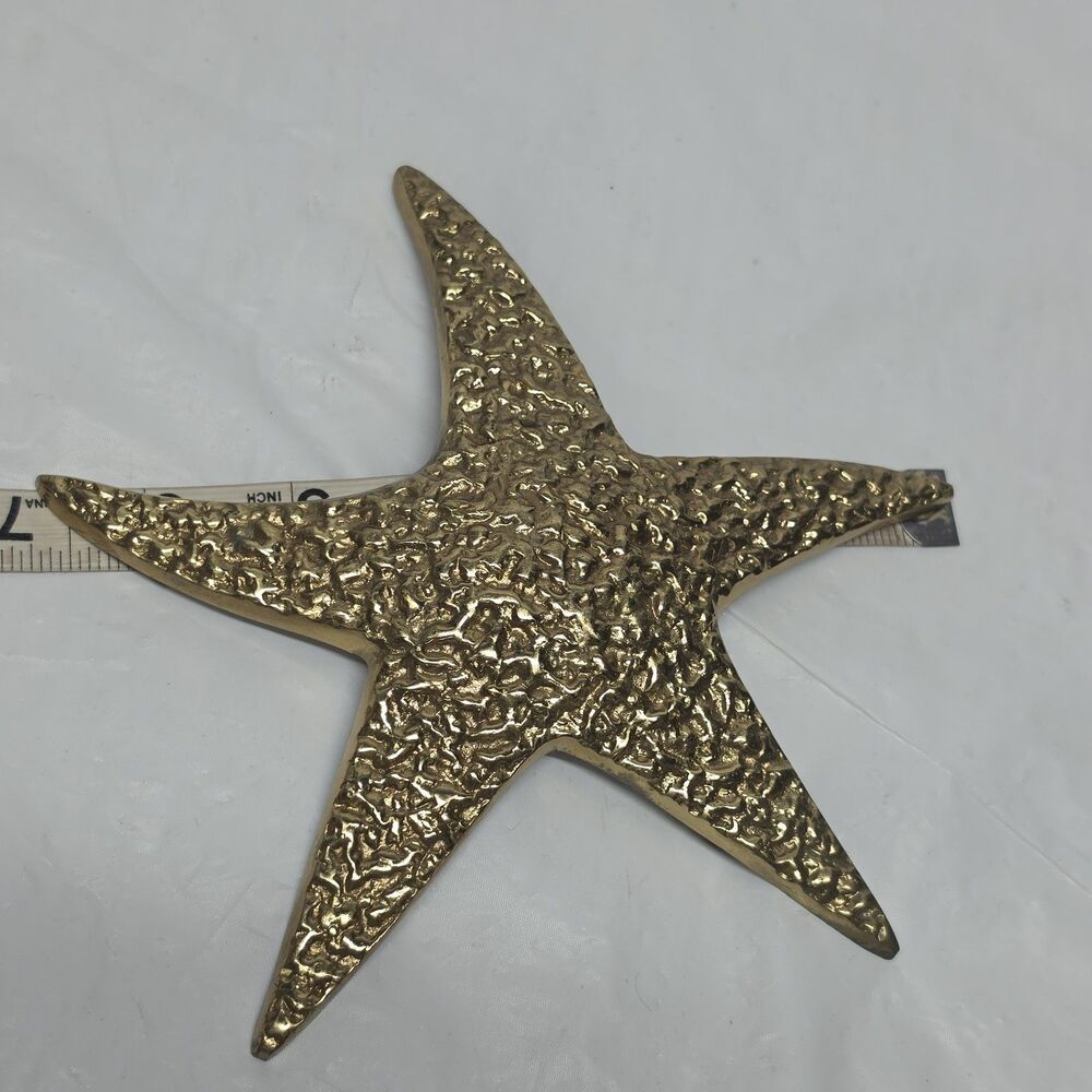 Brass Starfish Wall Wanging Figurine Vintage Coastal Decor - Picture 5 of 6